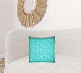 17" X 17" Turquoise And White Zippered Polyester Chevron Throw Pillow Cover