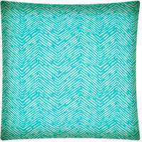17" X 17" Turquoise And White Zippered Polyester Chevron Throw Pillow Cover