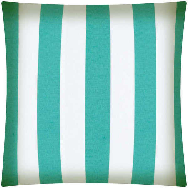 17" X 17" Turquoise And White Zippered Polyester Striped Throw Pillow Cover