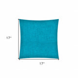 17" X 17" Aqua Blue Zippered Polyester Solid Color Throw Pillow Cover