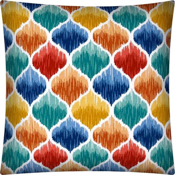 17" X 17" Blue Orange And Green Zippered Polyester Quatrefoil Throw Pillow Cover