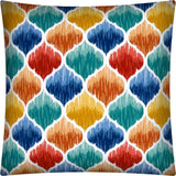 17" X 17" Blue Orange And Green Zippered Polyester Quatrefoil Throw Pillow Cover