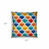 17" X 17" Blue Orange And Green Zippered Polyester Quatrefoil Throw Pillow Cover