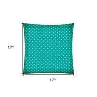17" X 17" Turquoise Zippered Polyester Polka Dots Throw Pillow Cover