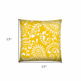 17" X 17" Cream Yellow And White Zippered Polyester Paisley Throw Pillow Cover