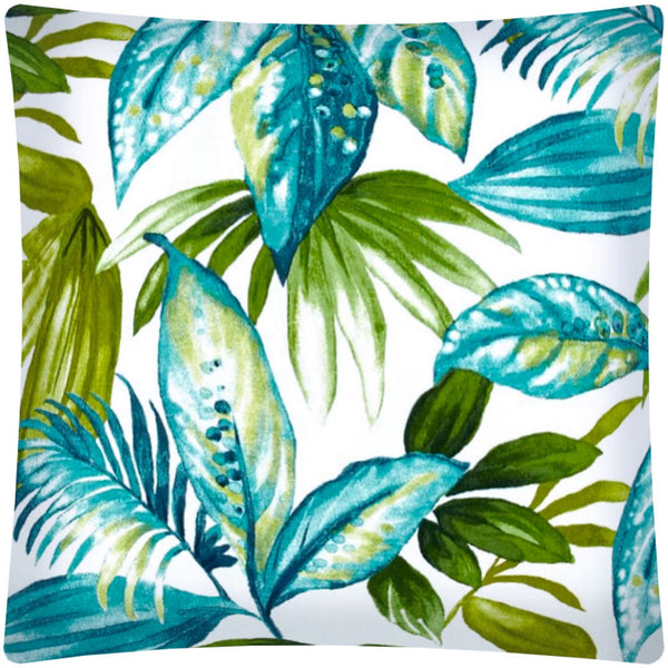 17x17 Navy Green And Blue Zippered Polyester Tropical Throw Pillow Cover