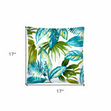 17x17 Navy Green And Blue Zippered Polyester Tropical Throw Pillow Cover