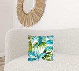 17x17 Navy Green And Blue Zippered Polyester Tropical Throw Pillow Cover