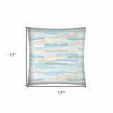 17x17 Light Blue Tan And Cream Zippered Polyester Geometric Throw Pillow Cover