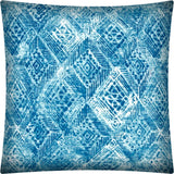 17x17 Blue And White Zippered Polyester Ikat Throw Pillow Cover