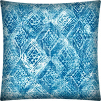 17x17 Blue And White Zippered Polyester Ikat Throw Pillow Cover