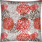17x17 Red Taupe And White Zippered Polyester Floral Throw Pillow Cover