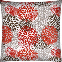 17x17 Red Taupe And White Zippered Polyester Floral Throw Pillow Cover