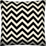 17" X 17" Black And Ivory Zippered Polyester Chevron Throw Pillow Cover