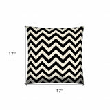 17" X 17" Black And Ivory Zippered Polyester Chevron Throw Pillow Cover