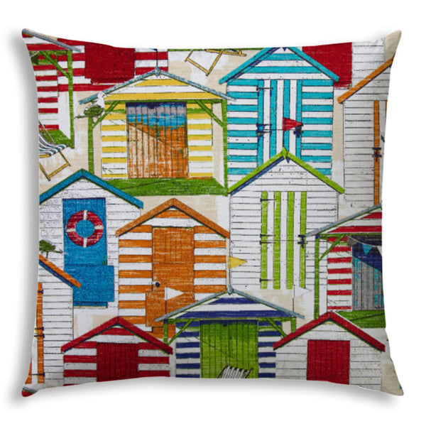 20" X 20" Red Green And White Zippered Polyester Throw Pillow Cover