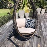 20" X 20" Navy Gray And White Zippered Polyester Trellis Throw Pillow Cover