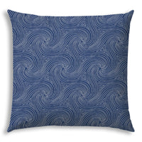 20" X 20" Blue And White Zippered Polyester Swirl Throw Pillow Cover