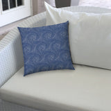 20" X 20" Blue And White Zippered Polyester Swirl Throw Pillow Cover