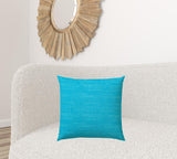 20" X 20" Turquoise And Aqua Blue Zippered Polyester Solid Color Throw Pillow Cover
