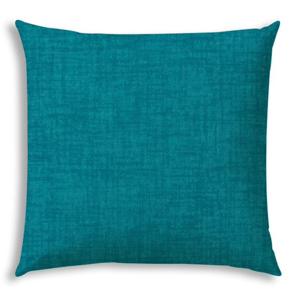 20" X 20" Aqua Blue Zippered Polyester Solid Color Throw Pillow Cover