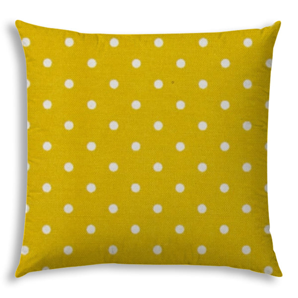 20" X 20" White And Creamy Yellow Zippered Polyester Polka Dots Throw Pillow Cover