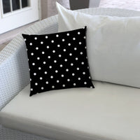 20" X 20" Black And White Zippered Polyester Polka Dots Throw Pillow Cover