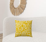 20" X 20" Cream Yellow And White Zippered Polyester Paisley Throw Pillow Cover