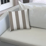 20" X 20" Taupe And Ivory Zippered Polyester Striped Throw Pillow Cover