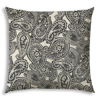 20" X 20" Gray Black And Cream Zippered Polyester Paisley Throw Pillow Cover