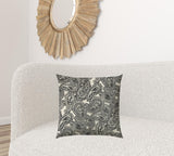 20" X 20" Gray Black And Cream Zippered Polyester Paisley Throw Pillow Cover