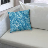 20" X 20" Blue And White Zippered Polyester Ikat Throw Pillow Cover