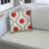 20" X 20" Coral Taupe And Off White Zippered Polyester Ogee Throw Pillow Cover