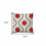 20" X 20" Coral Taupe And Off White Zippered Polyester Ogee Throw Pillow Cover