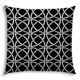 20" X 20" Black And White Zippered Polyester Interlocking Throw Pillow Cover