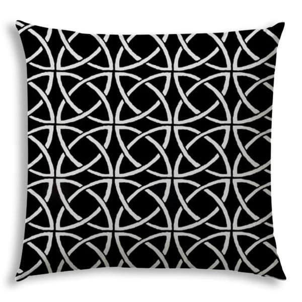 20" X 20" Black And White Zippered Polyester Interlocking Throw Pillow Cover