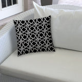 20" X 20" Black And White Zippered Polyester Interlocking Throw Pillow Cover