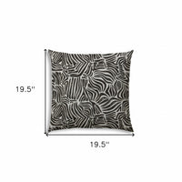 20" X 20" Black Gray And White Safari Animals Zippered Polyester Animal Print Throw Pillow Cover