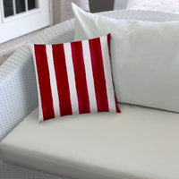 20" X 20" Hot Pink And White Zippered Polyester Striped Throw Pillow Cover