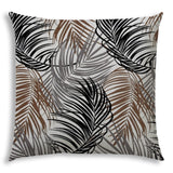 20" X 20" Brown Gray And Black Zippered Polyester Tropical Throw Pillow Cover