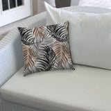 20" X 20" Brown Gray And Black Zippered Polyester Tropical Throw Pillow Cover