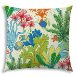20" X 20" Green Blue And Ivory Zippered Polyester Floral Throw Pillow Cover