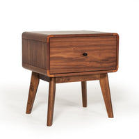 Modern Mid Century Walnut Nightstand with Single Drawer