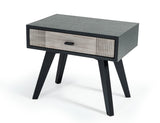Black and Gray Contemporary Wooden Nightstand with Single Drawer