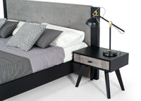 Black and Gray Contemporary Wooden Nightstand with Single Drawer