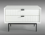 White Matte Contemporary Nightstand with Two Drawers