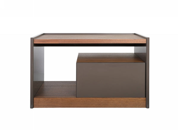 Modern Walnut Nightstand with Drawer Box and Shelf
