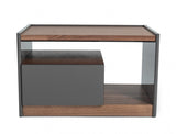 Modern Walnut Nightstand with Drawer Box and Shelf
