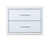 Modern Glossy White Box Nightstand with Two Drawers