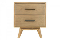 Natural Light Mocha Contemporary Nightstand with Two Drawers